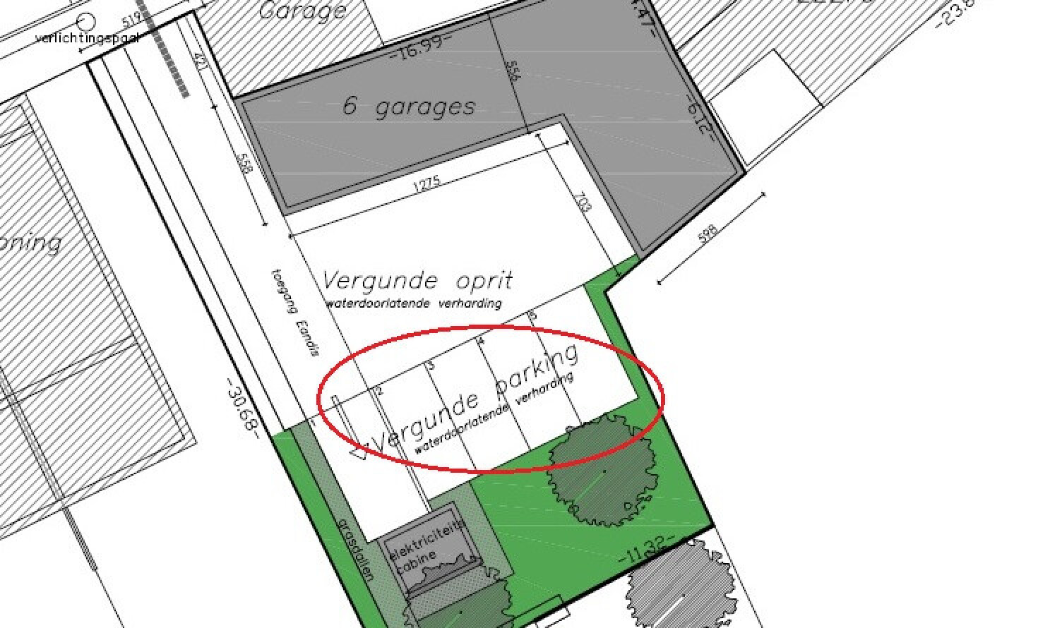 2 resterende autostaanplaatsen te koop op binnengebied (weg van de straat), in de Van Goethemstraat in Merelbeke.